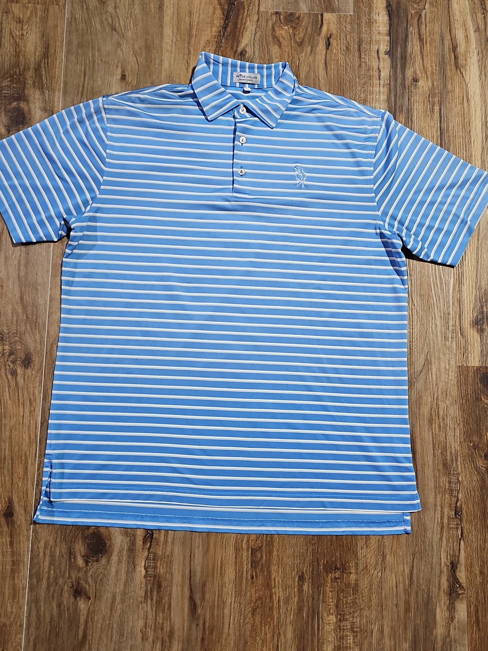 Peter Millar Summer Comfort Polo Golf Shirt Fiddler’s Elbow Blue Stripe Mens L